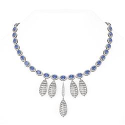 53.71 ctw Tanzanite & Diamond Necklace 18K White Gold