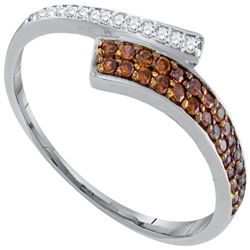 10kt White Gold Round Brown Diamond Bypass Band 1/4 Cttw