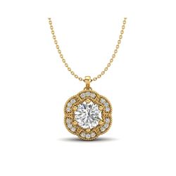 1.01 ctw VS/SI Diamond Solitaire Art Deco Necklace 18K Yellow Gold
