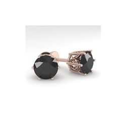 4.0 ctw Black Certified Diamond Stud Earrings 18K Rose Gold