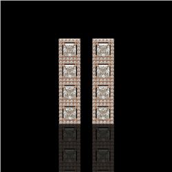 5.31 ctw Princess Cut Diamond Micro Pave Earrings 18K Rose Gold