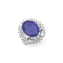 12.75 ctw Tanzanite & Diamond Ring 18K White Gold