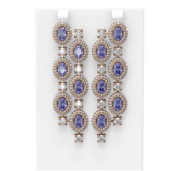 20.40 ctw Tanzanite & Diamond Earrings 18K Rose Gold
