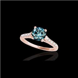 1.2 ctw SI Certified Fancy Blue Diamond Solitaire Ring 10K Rose Gold