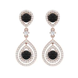 3.62 ctw Certified Black VS Diamond Earrings 18K Rose Gold