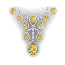 36.51 ctw Canary Citrine & VS Diamond Necklace 18K White Gold
