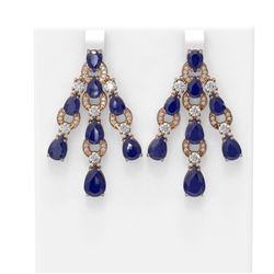 27.46 ctw Sapphire & Diamond Earrings 18K Rose Gold