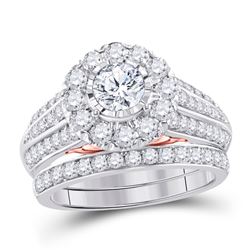 14kt Two-tone Gold Round Diamond Bridal Wedding Engagement Ring Band Set 2.00 Cttw