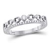 Image 1 : 10kt White Gold Round Diamond Rolo Link Stackable Band Ring 1/12 Cttw