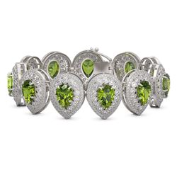 57.24 ctw Tourmaline & Diamond Victorian Bracelet 14K White Gold