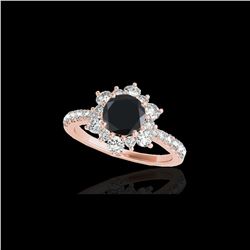2 ctw Certified VS Black Diamond Solitaire Halo Ring 10K Rose Gold