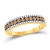 Image 1 : 14k Yellow Gold Brown White Diamond Pave-set Unique Band Ring 1/2 Cttw