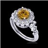 Image 1 : 1.2 ctw Intense Fancy Yellow Diamond Art Deco Ring 18K White Gold