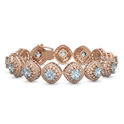 32.95 ctw Aquamarine & Diamond Victorian Bracelet 14K Rose Gold