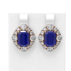 16.62 ctw Sapphire & Diamond Earrings 18K Rose Gold