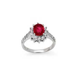 2.45 ctw Pink Sapphire & Diamond Ring 14K White Gold