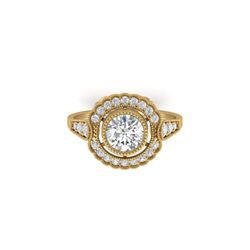 1.55 ctw Certified VS/SI Diamond Art Deco Ring 18K Yellow Gold
