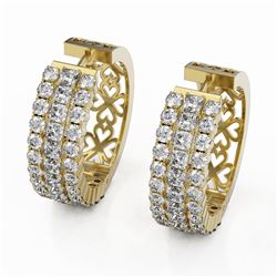 6.76 ctw Princess Cut Diamond Designer Earrings 18K Yellow Gold