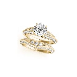 2.01 ctw Certified VS/SI Diamond 2pc Wedding Set Antique 14K Yellow Gold
