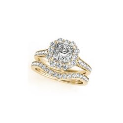 1.75 ctw Certified VS/SI Princess Diamond 2pc Set Ring Halo 14K Yellow Gold