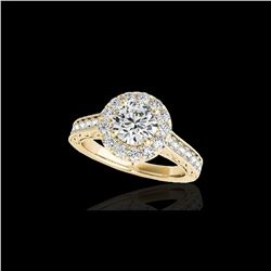 2.22 ctw Certified Diamond Solitaire Halo Ring 10K Yellow Gold