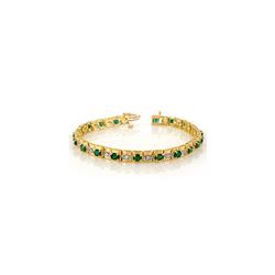 4.09 ctw Emerald & Diamond Bracelet 10K Yellow Gold