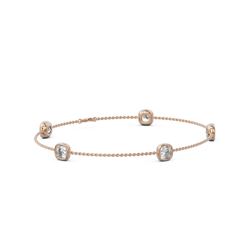 2.5 ctw Cushion cut Diamond Station Bracelet 18K Rose Gold