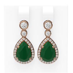 3.1 ctw Emerald & Diamond Earrings 18K Rose Gold