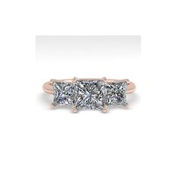 2.0 ctw Princess VS/SI Diamond 3 Stone Designer Ring 18K Rose Gold