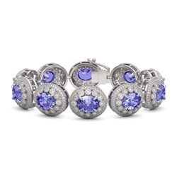 50.27 ctw Tanzanite & Diamond Victorian Bracelet 14K White Gold