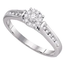 14kt White Gold Round Diamond Round Bridal Wedding Engagement Ring 3/8 Cttw
