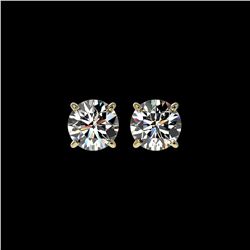 1.59 ctw Certified Quality Diamond Stud Earrings 10K Yellow Gold