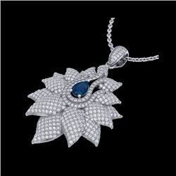 3 ctw Sapphire & Micro Pave VS/SI Diamond Necklace 18K White Gold