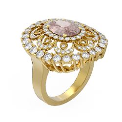 5.76 ctw Morganite & Diamond Ring 18K Yellow Gold