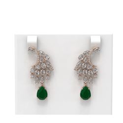 15.97 ctw Emerald & Diamond Earrings 18K Rose Gold