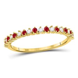 10kt Yellow Gold Round Ruby Modern Alternating Stackable Band Ring 1/4 Cttw