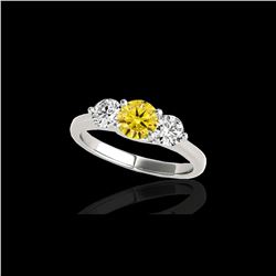 3 ctw SI/I Fancy Intense Yellow Diamond 3 Stone Ring 10K White Gold