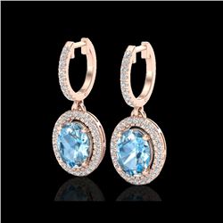 4.25 ctw Sky Blue Topaz & Micro VS/SI Diamond Earrings 14K Rose Gold