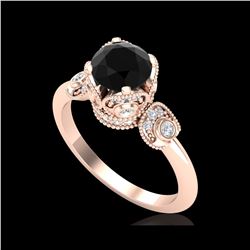 1.75 ctw Fancy Black Diamond Engagement Art Deco Ring 18K Rose Gold