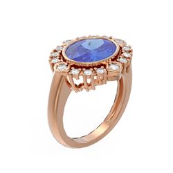 4.64 ctw Tanzanite & Diamond Ring 18K Rose Gold