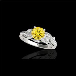 1.25 ctw Certified SI Intense Yellow Diamond Antique Ring 10K White Gold