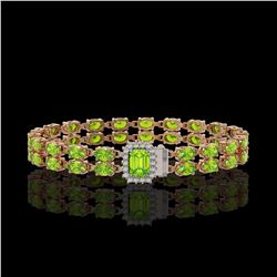 16.92 ctw Peridot & Diamond Bracelet 14K Rose Gold