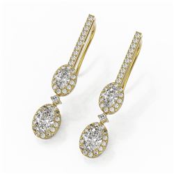 2.5 ctw Oval Cut Diamond Designer Earrings 18K Yellow Gold