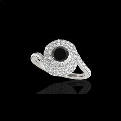 2.11 ctw Certified VS Black Diamond Solitaire Halo Ring 10K White Gold