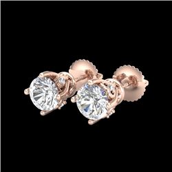 1.26 ctw VS/SI Diamond Solitaire Art Deco Stud Earrings 18K Rose Gold