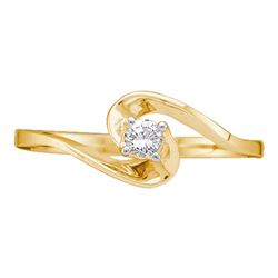 10kt Yellow Gold Round Diamond Round Swirl Promise Bridal Ring 1/10 Cttw