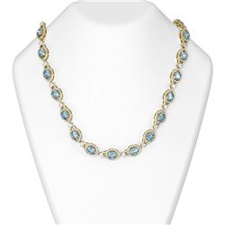 53.05 ctw Aquamarine & Diamond Necklace 18K Yellow Gold