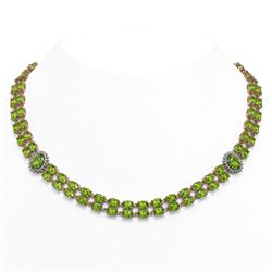 58.69 ctw Peridot & Diamond Necklace 14K Rose Gold