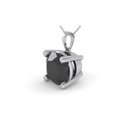 3 ctw Cushion Black Diamond Designer Necklace 18K White Gold