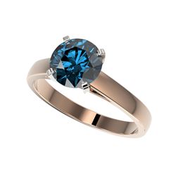 2.04 ctw Certified Intense Blue Diamond Engagement Ring 10K Rose Gold
